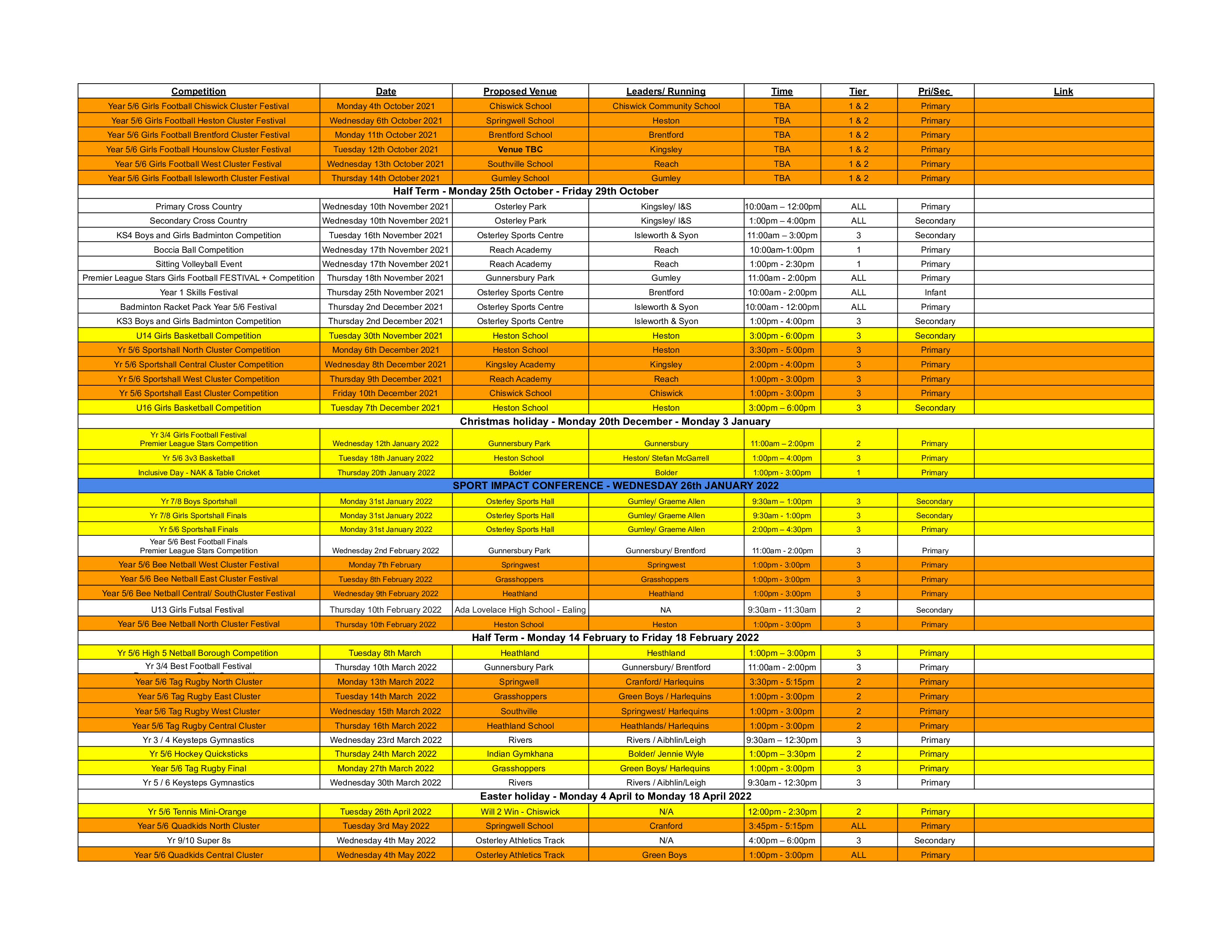 comp calendar
